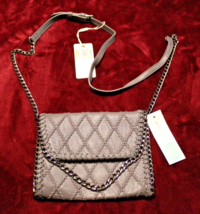 Urban Expressions Nevah Dark Grey Quilted Clutch Leather Chain Crossbody Purse - £17.55 GBP