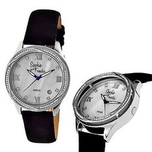 NEW Sophie And Freda SF2001 Womens Los Angeles MOP Dial Black Leather Watch sexy - £46.65 GBP
