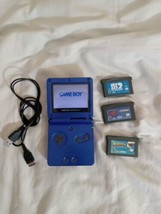 Nintendo Game Boy Advance SP  AGS 001- Cobalt Blue Comes With 3 Games, C... - £73.84 GBP