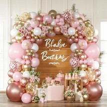 Rose Gold Balloons Garland Arch Kit, Rose Gold Pink White Confetti Ballo... - £13.64 GBP