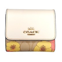 Coach Small Trifold Wallet In Signature Canvas With Floral Cluster Print CH719 - £95.89 GBP