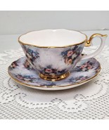 VTG  BRADFORD EDITIONS LENA LIU “GLORY” FLORAL TEA CUP &amp; SAUCER Set Gold... - $23.20