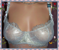 36D  Silver Metallic Lace WICKED UPLIFT PushUp wo padding Victorias Secret Bra - £31.53 GBP