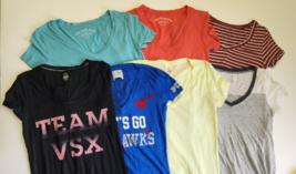 Lot of Womens T Shirts XS V neck A&amp;E Aero Victoria Secret Lot of 7 Cute ... - $33.66