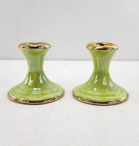 Green Gold Iridescent Candle Holders Set of 2 - Made to Match Pearl Chin... - $13.54