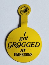 I Got Grogged At Emersons Restaurant Bar Advertising Tin Fold Over Button Retro - £14.88 GBP