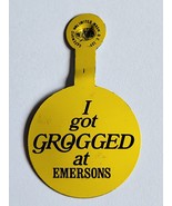 I GOT GROGGED AT EMERSONS RESTAURANT BAR ADVERTISING TIN FOLD OVER BUTTO... - $26.04 CAD
