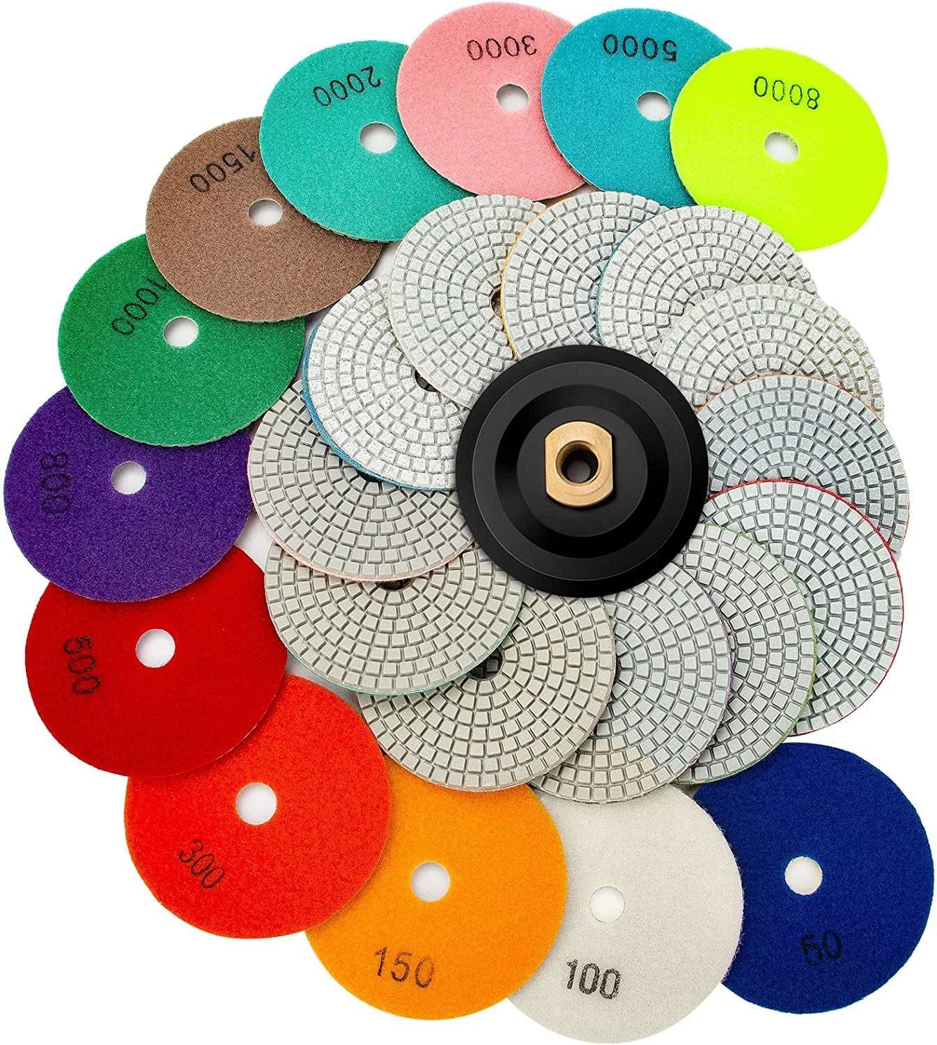 13 Packs 4 Inch Diamond Polishing Pads With 5/8’’-11 Backer Pad 12Pcs We... - $32.96