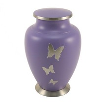 Adult 200 Cubic Inch Brass Purple Butterfly Funeral Cremation Urn for Ashes - $362.83