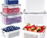 4 Pcs Fruit Storage Containers For Fridge With Removable Colander, Airti... - $31.99