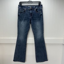 American Eagle Jeans Womens 10 Kick Boot Blue Super Stretch Denim Cowboy... - $26.99