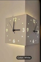 10 inch Corner Double-Sided Clock Wall Clock w Sensor for Living Room and Office - £55.20 GBP