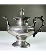 Antique American Pewter Teapot Made By I. C. Lewis 8in Hinged Lid Old Décor - £75.03 GBP