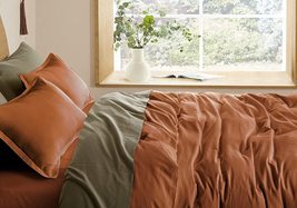 Rust Duvet Cover Queen Soft 100% Cotton Reversible Rust Bedding Set King Comfort - £47.63 GBP+