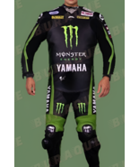 Bradly Smith Yamaha Green &amp; Black Cowhide Motorcycle 1&amp;2 Pieces Leather ... - $239.00