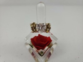 Sterling Silver Ring With Gold Tone Bows Red Stone Lrg Clear Stone Heart Sz 9.5 - £25.03 GBP