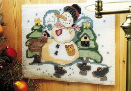 Plastic Canvas Mr. &amp; Mrs. Snowman Goodie Basket Door Decor Snow Angel Patterns - £7.85 GBP
