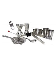 Dynore 10 Pcs Bartender Kit Complete Cocktail strainer tong Bar Tools Steel Set - £24.70 GBP