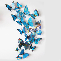 12 PCS 3D Blue Butterfly Wall Stickers Art Decal DIY Decor Removable Stickers - £8.86 GBP