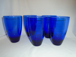 Cobalt Blue Tumblers Flared 5 1/2&quot; Set of 5 Blown Glass - £27.37 GBP