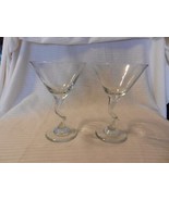 Pair of Clear Martini Glasses With Bend in Stems, 6.5&quot; tall - £31.60 GBP