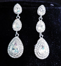 Clear Chandelier Earrings, Gift for Her, Bridesmaid Rhinestone Earrings, Bridal  - £28.75 GBP
