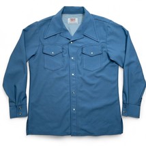 Vintage Pearl Snap Shirt Mens Long Sleeve Western Blue Out West Farah 21... - £22.81 GBP