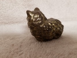 Vintage Metal Antiqued Brown Gold CAT Figurine Sculpture Paperweight - $2.97