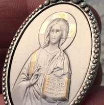 LARGE Sterling Silver Medal Gold Enamel Jesus Christ Pendant Vintage Religious - £69.74 GBP