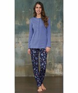 Pijama 3 Botones De Mujer Manga Larga Algodón Cálido Interlock Linclalor... - $38.90