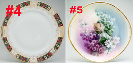 Antique 1912 German Serving Platters Flowers Wine Grapes 22K Gold Trim 10.25 In - $4.95