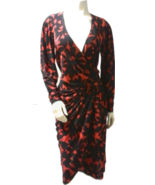 Vintage 90&#39;s Slinky Geometric Print Wrap Dress, Red and Black, Size M - £53.89 GBP