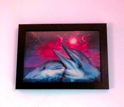 DOLPHIN LOVE  finished cross stitch piece 36cm x 27cm  inc frame free pp for UK  - £76.12 GBP