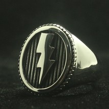 Mens Boys 316L Stainless Steel Cool Lightning Fashion Ring Newest - £8.93 GBP