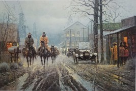 Too Wet To Plow, Limited Edition Print by G Harvey, Cowboys, Horses, Oil Derrick - £1,122.56 GBP