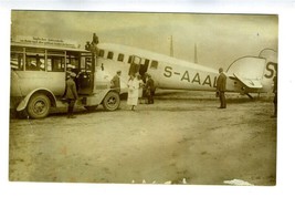Bus Picking Up Passengers at Junkers Templehof Airport 1924 Real Photo P... - $84.06
