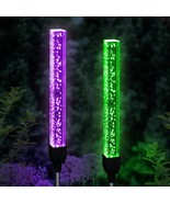Set of 2 Solar LED BUBBLE Garden Stakes CLEAR WHITE Outdoor Yard Lawn LI... - $536.20 MXN