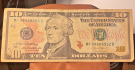 Rare 2013 $10 Dollar bill Low Serial Number Quad And Double 8888 - $53.17 CAD