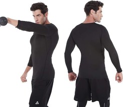 SILKWORLD Men&#39;s Long-Sleeve Compression Base-Layer Running Shirt - 2 Pac... - £13.22 GBP