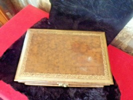Vintage MELE Tiered Jewelry Box&amp; Jewelry with gold velvet lining-NO KEY - £27.26 GBP