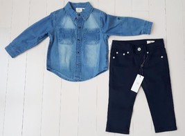 AG Adriano Goldschmied Baby Boys Denim Button Shirt &amp; Navy Pants Set (12... - $57.17