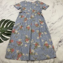 Erika Womens Vintage 90s Floral Maxi Dress Size M Petite Blue Pink Roses... - $34.64