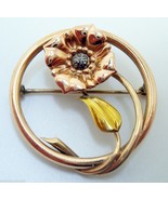 Retro 18k Tri-Color Pin with Flower and Leaf (#J2945) - £233.45 GBP