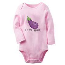 E is For Eggplant Funny Rompers Newborn Baby Bodysuits Long One-Piece Outfits - £8.86 GBP