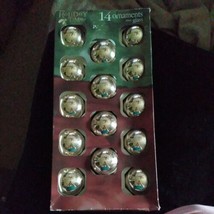 Shiny Glass Holiday Time  2 1/2&quot; Gold Tone Ornaments In Box 14 count ex ... - $8.00