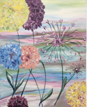 Painting Acrylic Original Art on Canvas 16&quot; x 20&quot; Home Decor Wall BREEZY FLOWERS - £31.44 GBP