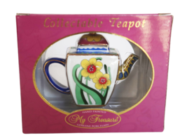 My treasures hand painted porcelain collectible mini teapot floral pattern - £15.79 GBP