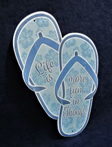 Life Is More Fun In Thongs -*US MADE*- Die-Cut Embossed Metal Sign - Wall Décor - £11.70 GBP