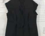 She&#39;s So Tank Top Vest Womens EUR 42 Black Snap Front Ruffle Trim Wool B... - $39.59