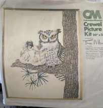 Columbia Minerva Crewel Picture Kit OWL FAMILY by Erica Wilson 20&quot; x 24&quot; - £19.55 GBP